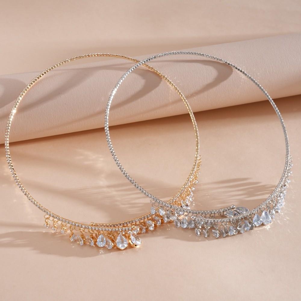 Shining Bridal Tassel Necklaces Crystal Neck Chain Choker Water Drop Rhinestone Jewelry Women