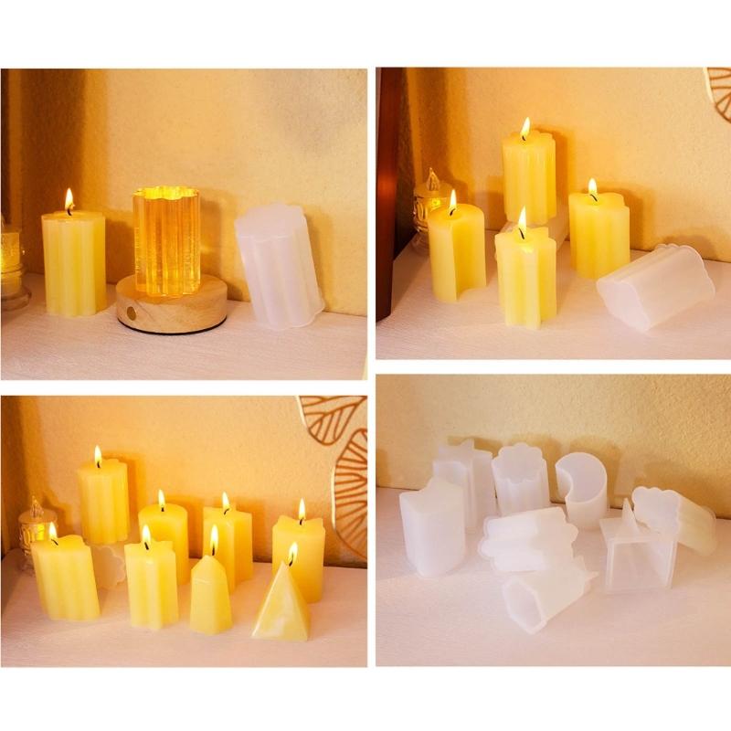 Pyramid Pillar Candle Molds for DIY Candle Gypsum Ornament Christmas Gift, Pillar Candle Molds