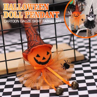 Přívěsek na klíče Čarodějnice do auta Halloweenská panenka čarodějnice a skřítka Přívěsek dýňové čarodějnice pro vozidla Závěs na zpětné zrcátko auta