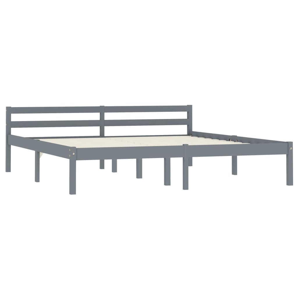Solid Wood Bed Frame Gray Pine 160 x 200 cm