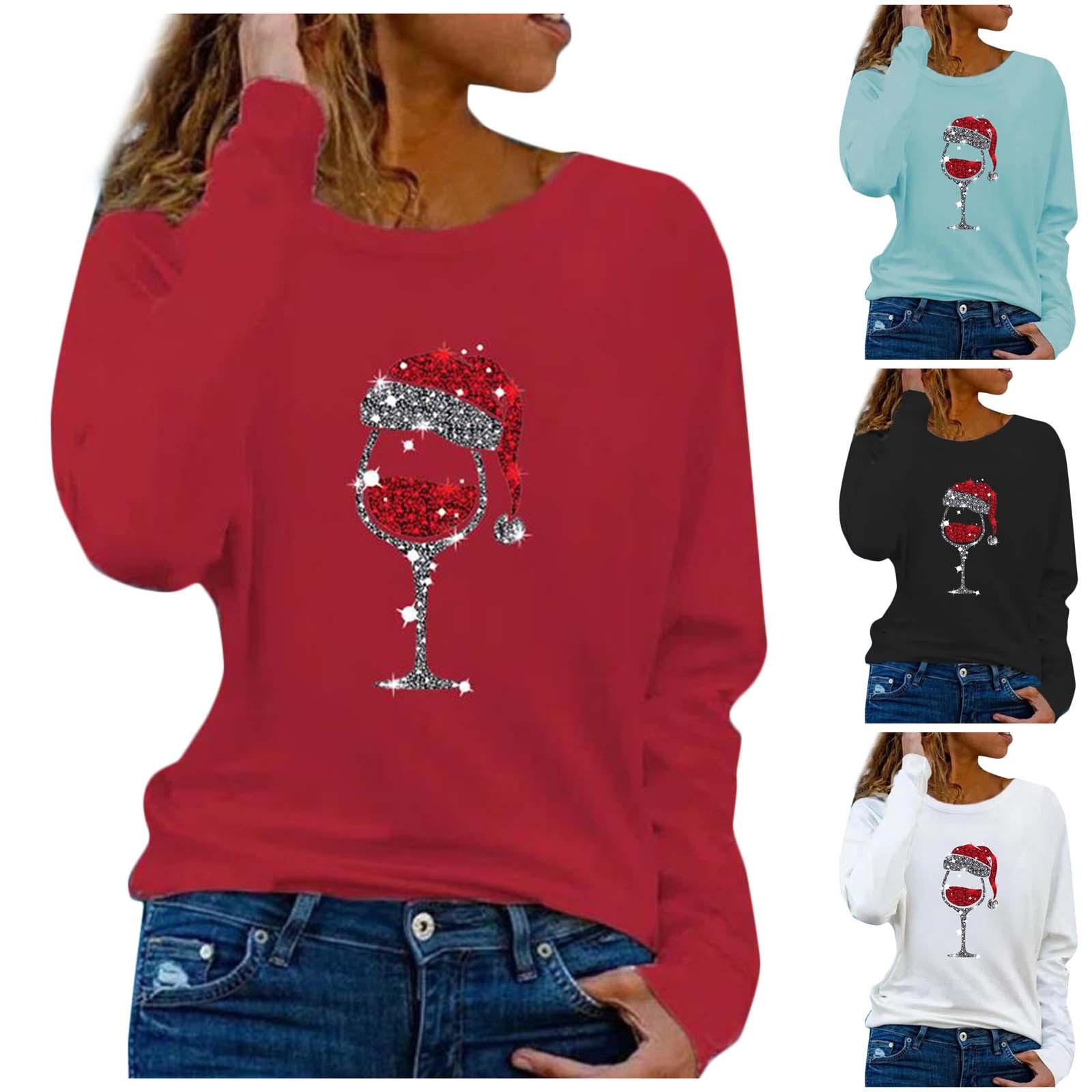 

Women s Fashion Casual Temperament New Christmas Round Neck Pullover Long Sleeve Top M синий