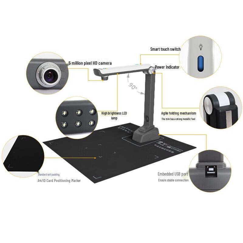 Zhihuixing Jieyu E5001 5MP A4 Overhead Document Scanner CN plug (adapter included)