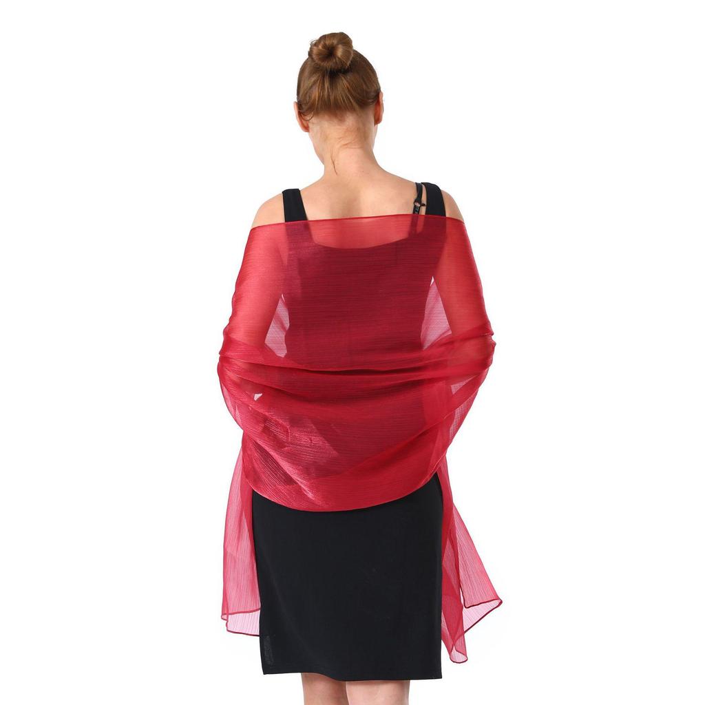 Banquet Evening Gown with Pearlescent Gauze Shawl for Brides, Bridesmaids, and Mothers