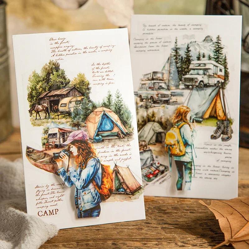 Mr. Paper,Forest Camping Character Theme Tape 200cm/roll for Collage Scrapbook Notebook Diary Decorative Stationery Stickers