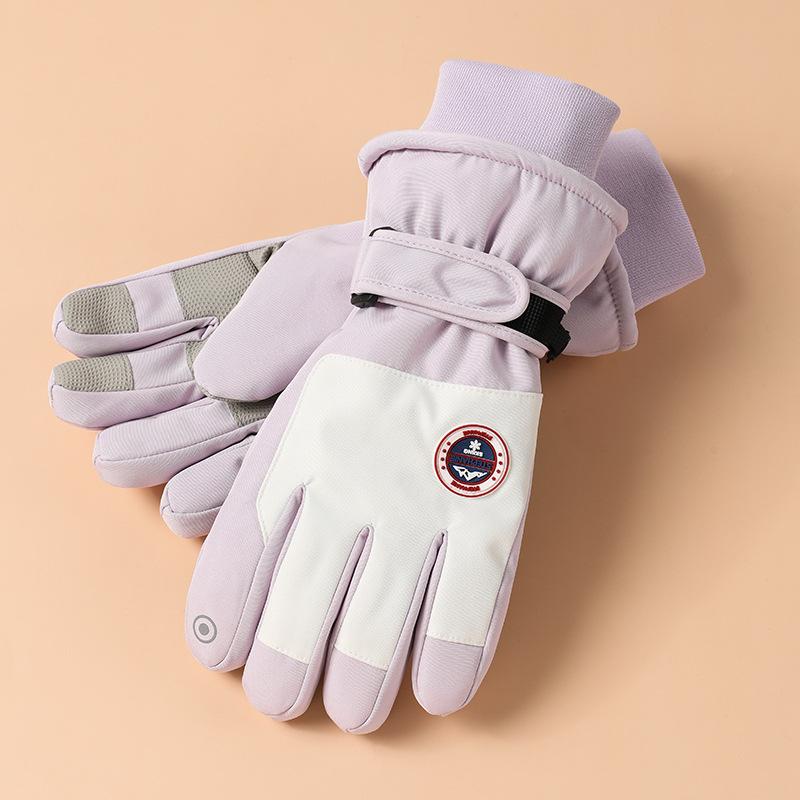 Ski Gloves for Men and Women Outdoor Cycling Waterproof and Non Slip Touch Screen Plus Velvet Thickened Autumn and Winter Warm Gloves