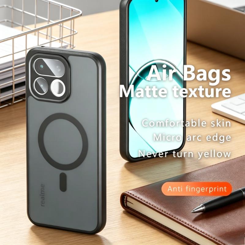 Magnetic Wireless Charging Case For Realme 16T Acrylic Matte Shockproof Transparent Cover For OPPO Realme 16T Hard PC Bumper