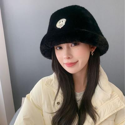 Cappello a Bacinella alla Moda Caldo con Plus Velluto per Donna Autunno Inverno Nuovo Casual Versatile Carino Cappello Protettivo Versione Coreana del Cappello di Lana