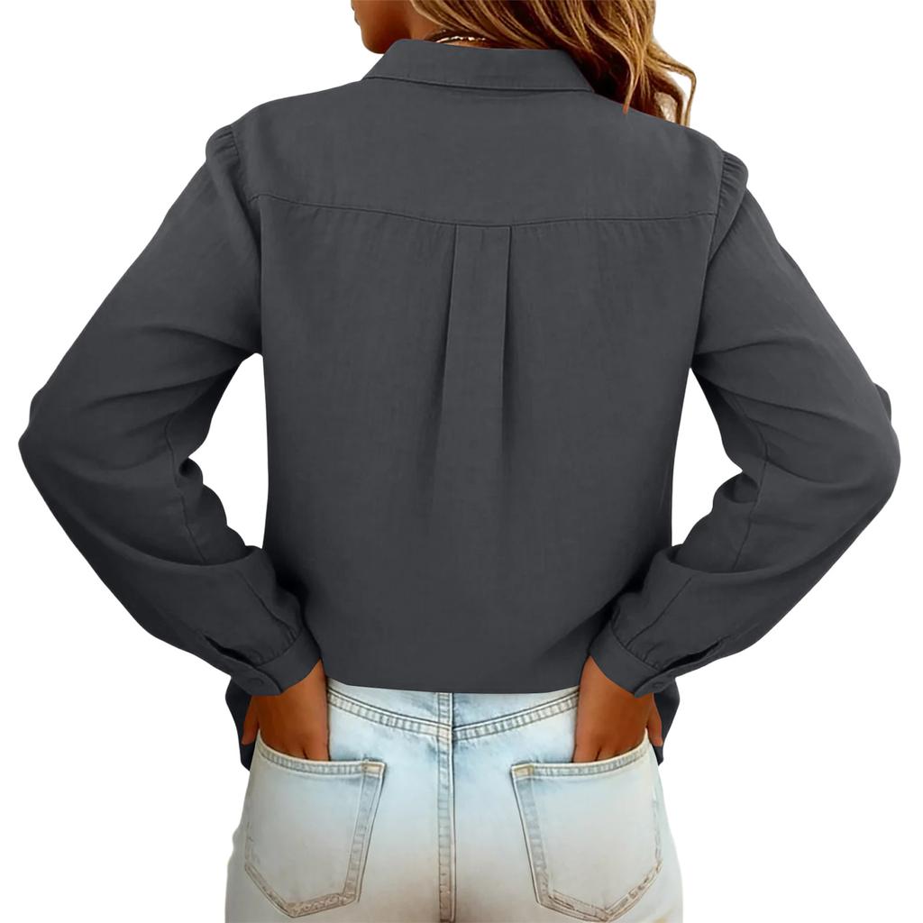 Women's Embroidery Floral Shirts Fashion Button Down Lapel Long Sleeves Casual Comfy Shirt Blouse Tops