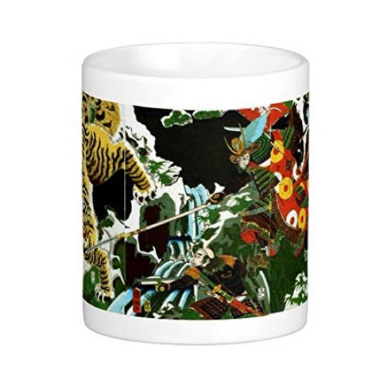 Utagawa Kiyomasa Tiger Fototasse Kunitsunas "Kato Jagd" Tasse (Ukiyo-e-Serie)