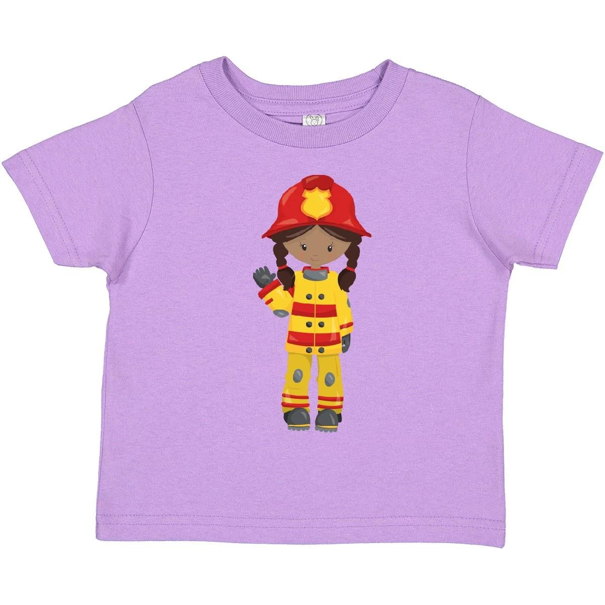 Inktastic African American Girl, Girl Fireman, Firefighter Toddler T-Shirt Black 110
