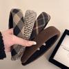 Retro American Academy Plaid Headband: Autumn/Winter Essential with Wide Edge Sponge Design