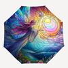 1pc Stained Glass Angel Design Automatic Opening Folding Umbrella with 8-Bone Iron Frame - Perfect for Outdoor Use, Festive Gifts, Travel, Daily Use,
