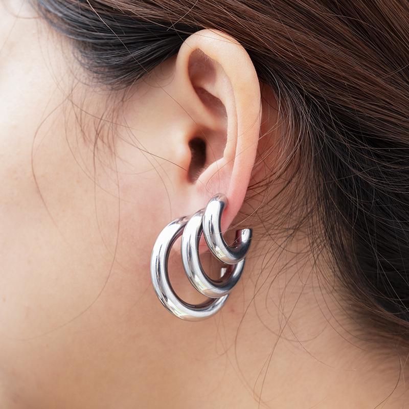 Classic Vintage Smooth Round C Shape Hoop Earrings Women 5mm Thick Stainless Steel Huggie Stud Earrings Circle Fashion Jewelry