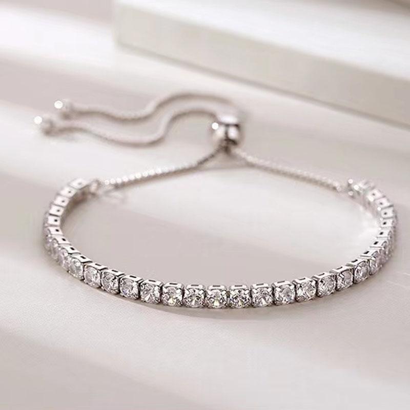 New 925 Sterling Silver Bracelet Personality Charm Simple Shiny Zircon Bracelet Birthday Gift for Women's Exquisite Jewelry