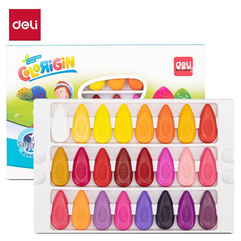 Deli 48-Color Waterdrop Grip Crayons & Oil Pastels Set