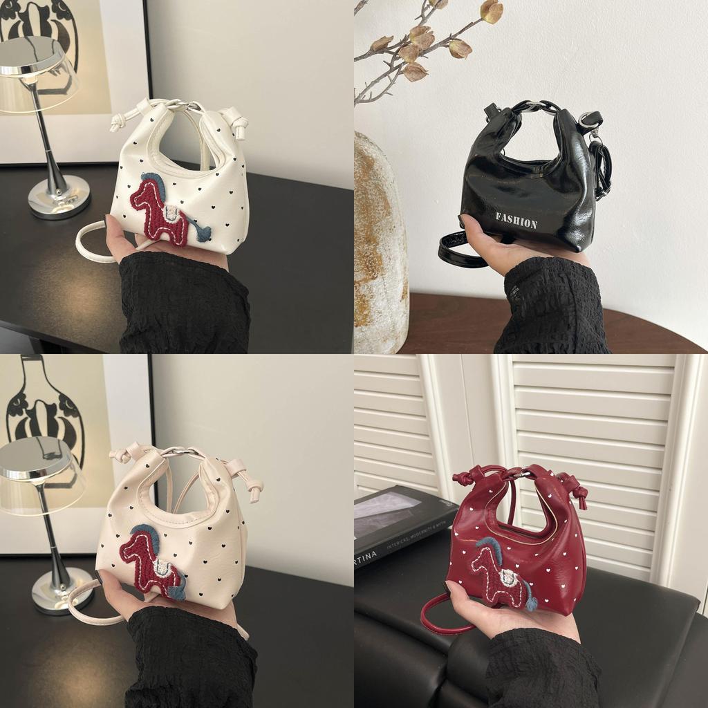 Trendy Mini Shoulder Bag Pu Soft Water Jiao Shape With Magnetic Snap For Daily Fashion