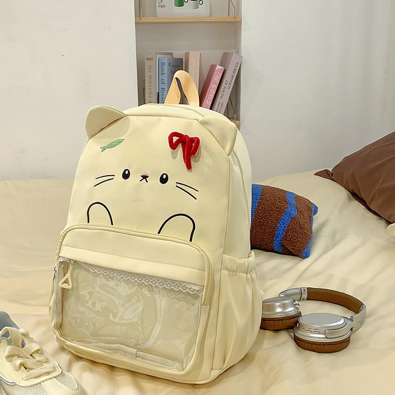 Bow Cute Cartoon Backpack For Teens With Nylon Material For Daily Use