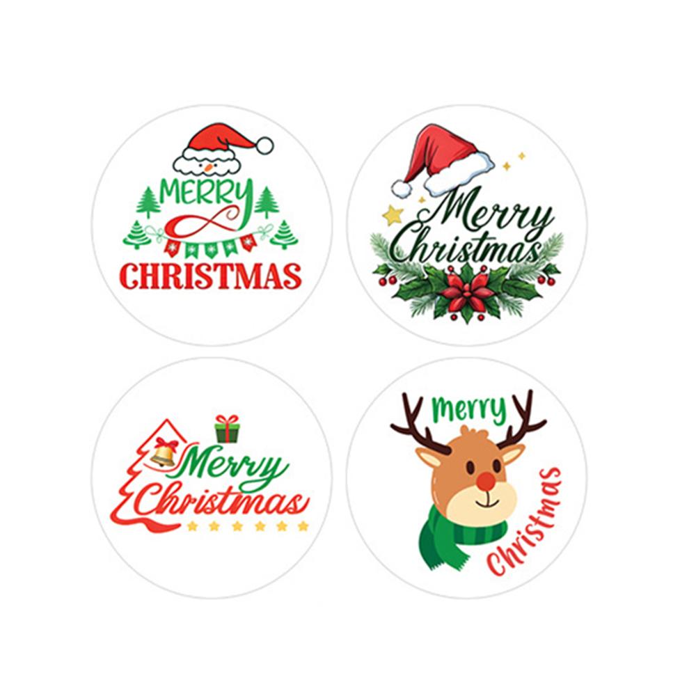 100-500pcs Christmas Tree Santa Claus Merry Christmas Stickers 2.5cm Thank You Stickers for Gift Sealing Holiday Candy Bag Decor