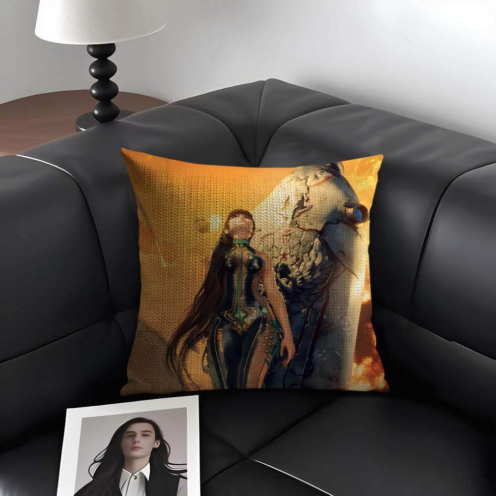 S-Stellar Bladee Game Cushion Cover Natural Linen Organic Fabric Double-Sided Printing Sofa Home Decor Gift Pillow Case