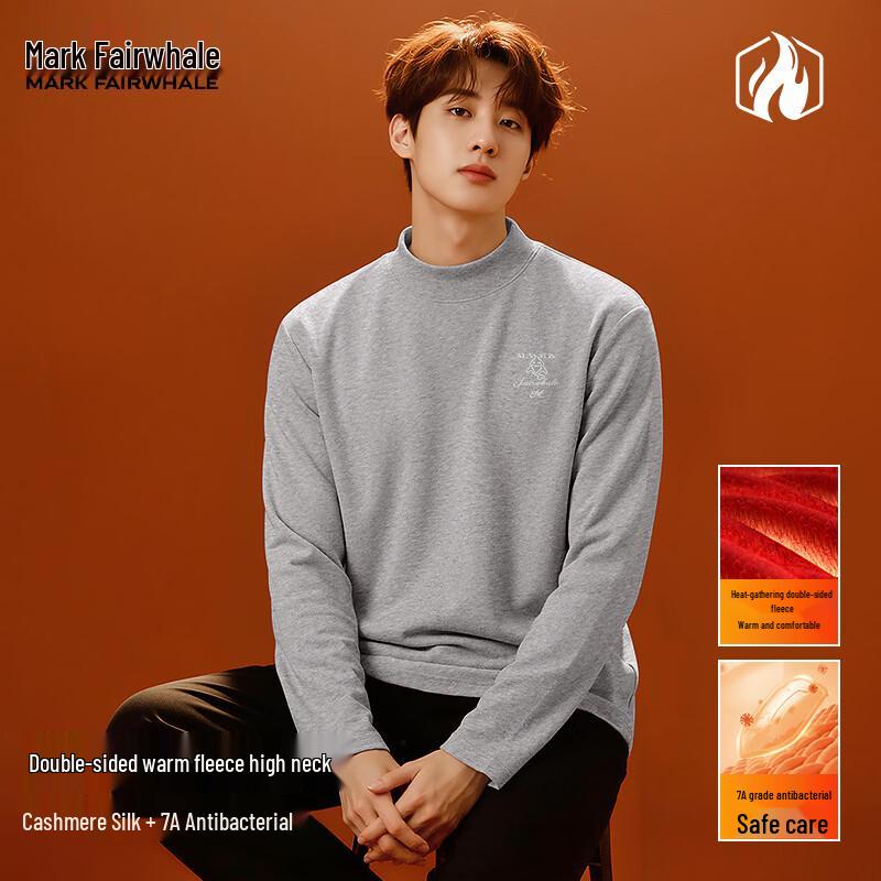 Mark Hua Fei Men s Cashmere Silk Blend Warm Semi-High Collar Base Layer Top L
