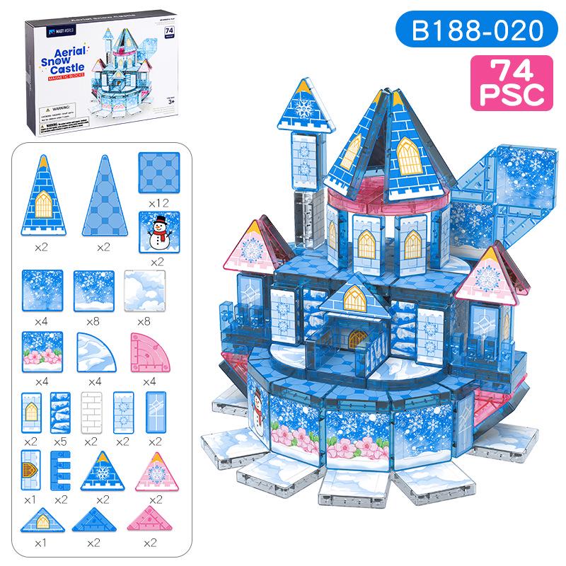 DIY Children's Magnetic Ice & Snow Princess Castle Building Blocks - Parent-Child Interactive Geometric Tiles