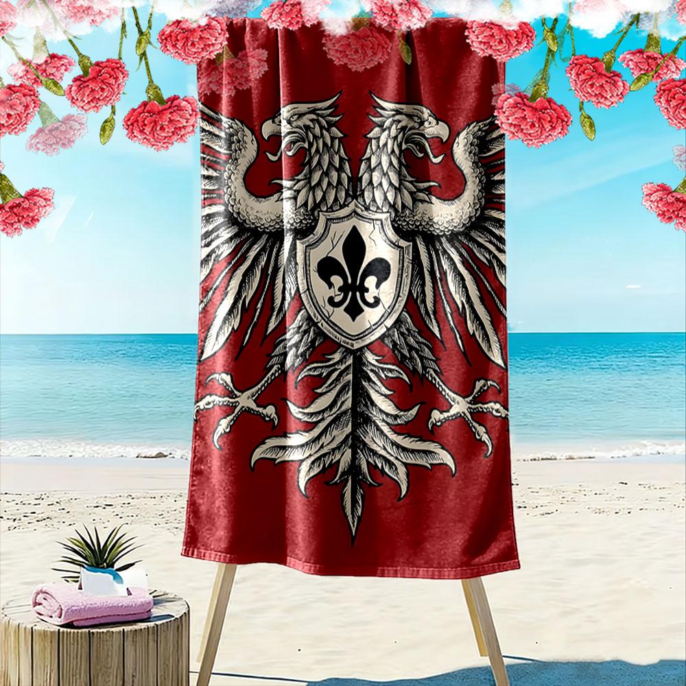 Majestic twin-headed eagle Print beach towel, quick drying, suitable for travel, outdoor sports, jogging, the beach and swimming, gift