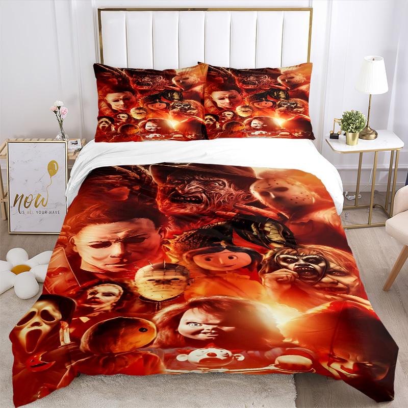 3pcs Horror Movie Characters Duvet Cover Set - Machine Washable, Includes 1 Duvet Cover and 2 Pillowcases, No Core Included yy251022215