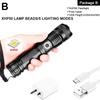 ZK20 Dropshipping USB Rechargeable XHP90 COB Powerful LED Flashlight Zoom Red Torch Light 18650 26650 Touch Switch Flashlights