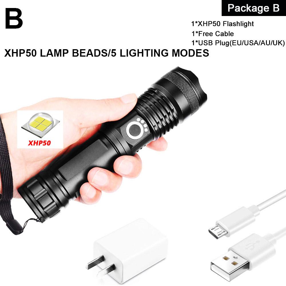 ZK20 Dropshipping USB Rechargeable XHP90 COB Powerful LED Flashlight Zoom Red Torch Light 18650 26650 Touch Switch Flashlights