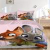 Juego de Edredón Estampado de 3 Piezas Zootopia Nick y Judy Suave y Cómodo Funda de Edredón para Dormitorio, Habitación de Invitados Juego de Ropa de Cama S102