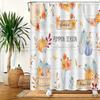 Rustic Pumpkin Floral Shower Curtain, Elegant Waterproof,  Hooks Included, Seasonal Fall Theme, Machine Washable, No Lining