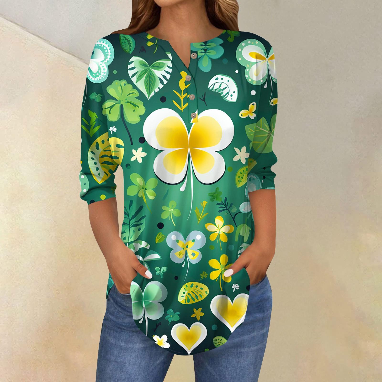 

Женская свободная футболка с воротником на пуговицах и принтом Semana, рукав три четверти, рубашка L