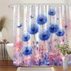 Whimsical Blue Thistle & Butterfly Shower Curtain, Ethereal Watercolor Garden Design, Pink Purple Blooms,Ideal Bathroom Decor