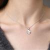 French Four-Leaf Clover Zircon Pendant Necklace - Elegant White Copper Clavicle Chain Jewelry.