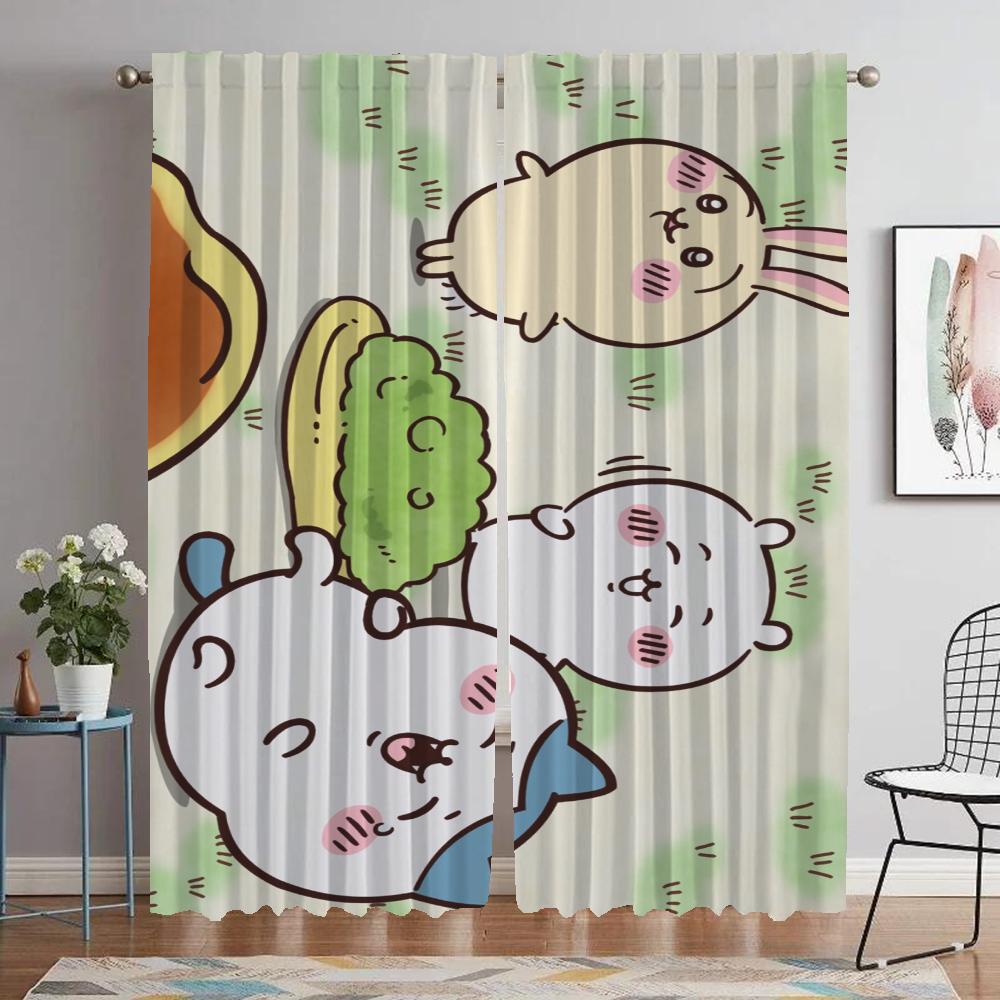 Chiikawas Partition Home Interior Curtains for Camera Living Room Curtain Shades Halloween Decoration Tulle for Bedroom Kitchen