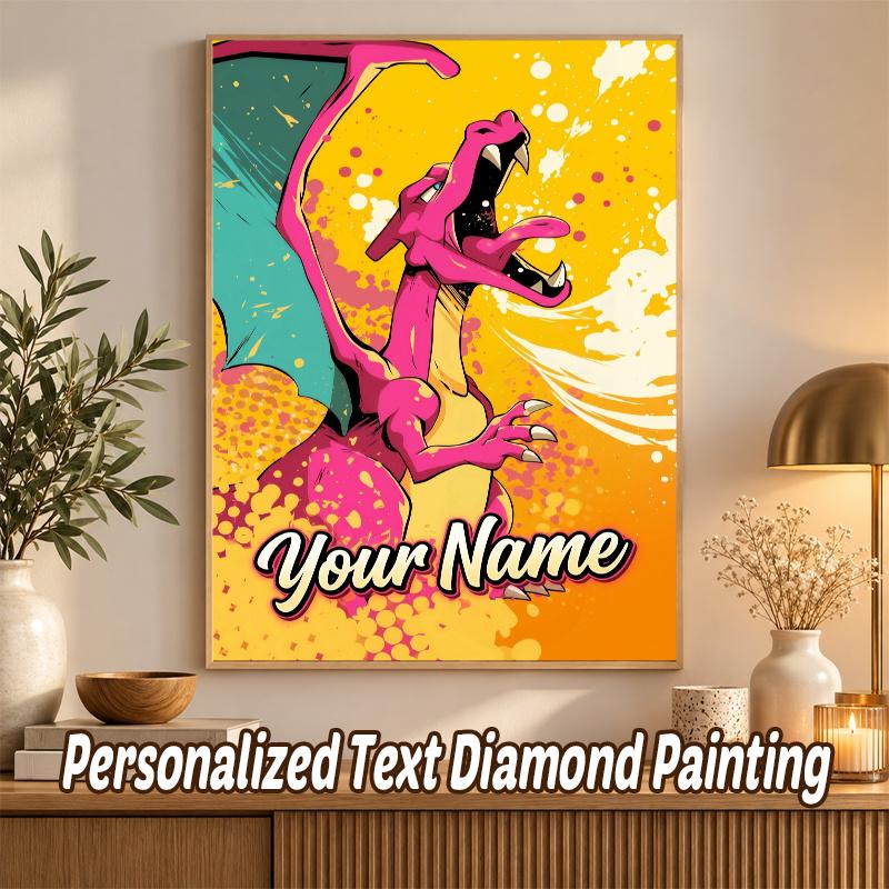 Charizard Custom Name Diamond Painting Personalized 5D Full Drill DIY Diamond Art Home Decor
