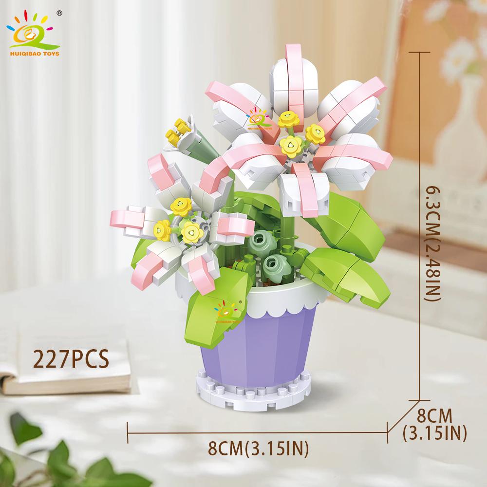 Non-Toxic Moc Eternal Flower With Pot Micro Building Block Diy Sunflower Rose Bouquet Mini Model Brick Toy Home Desk Decoration