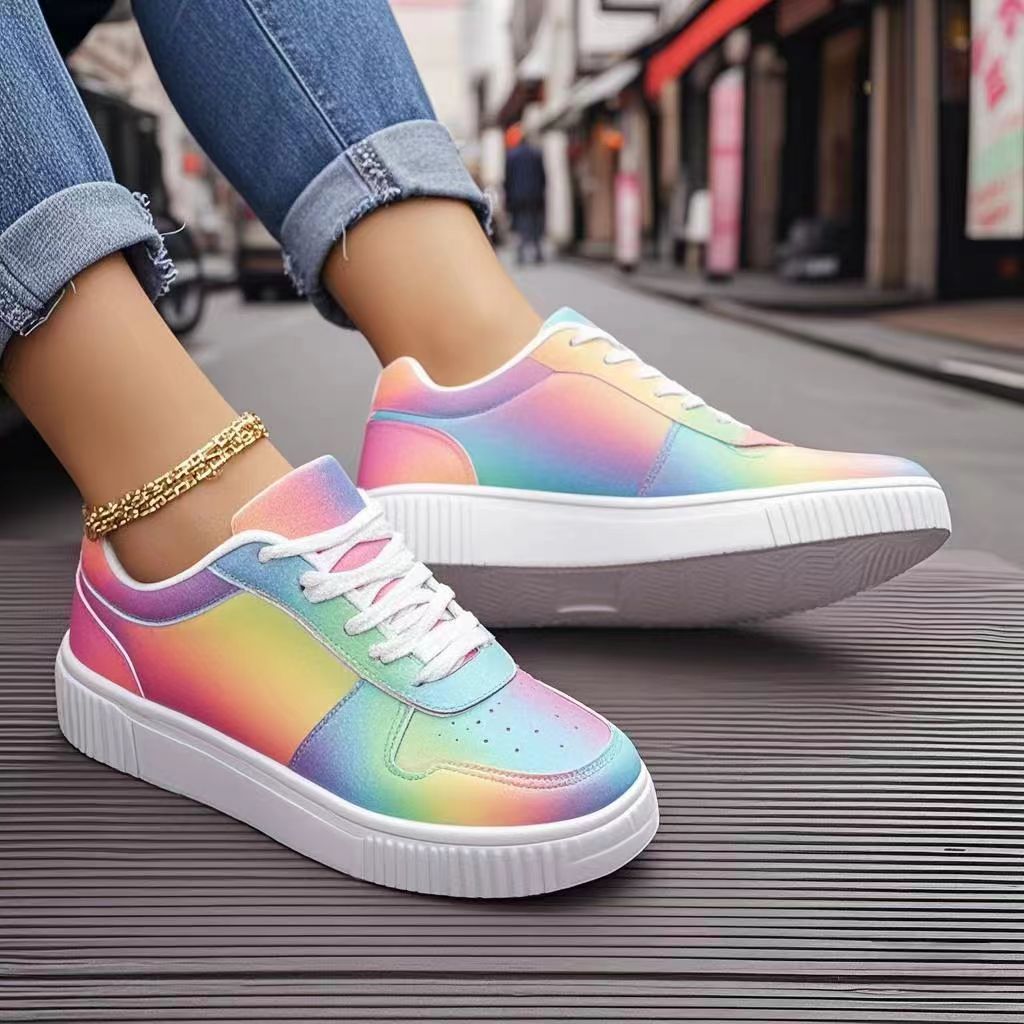 2025 Fashion Sneakers for Women Colorful Dazzling Board Casual Shoes Trendy Youth Comfortable Walking Sneakers