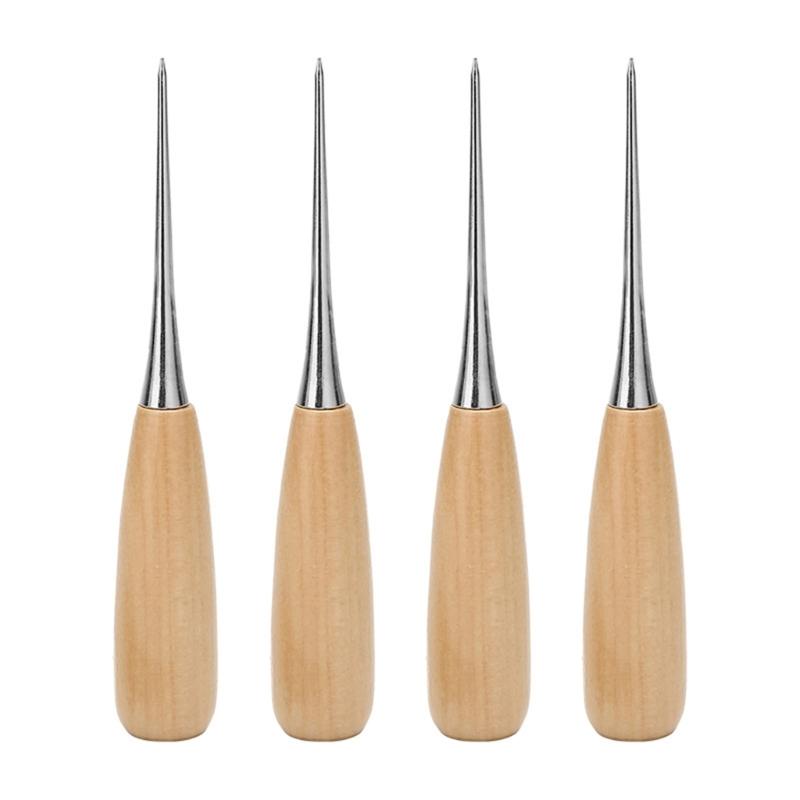 Solid Wood Handle Crafting Awl For Leatherwork Shoe Repair And DIY Applications