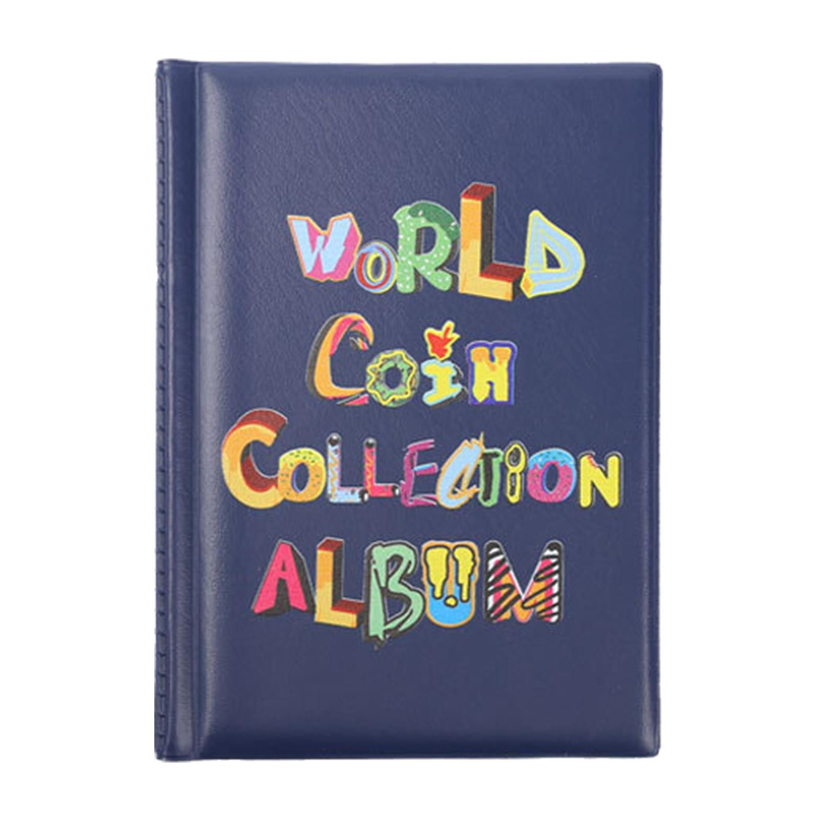 Münzhalterbuch mit 120 Taschen aus Leder, Münzaufbewahrungsalbum, 2,9 x 2,9 cm, Taschengeld-Penny-Sammelalbum für Sammler 2 blau
