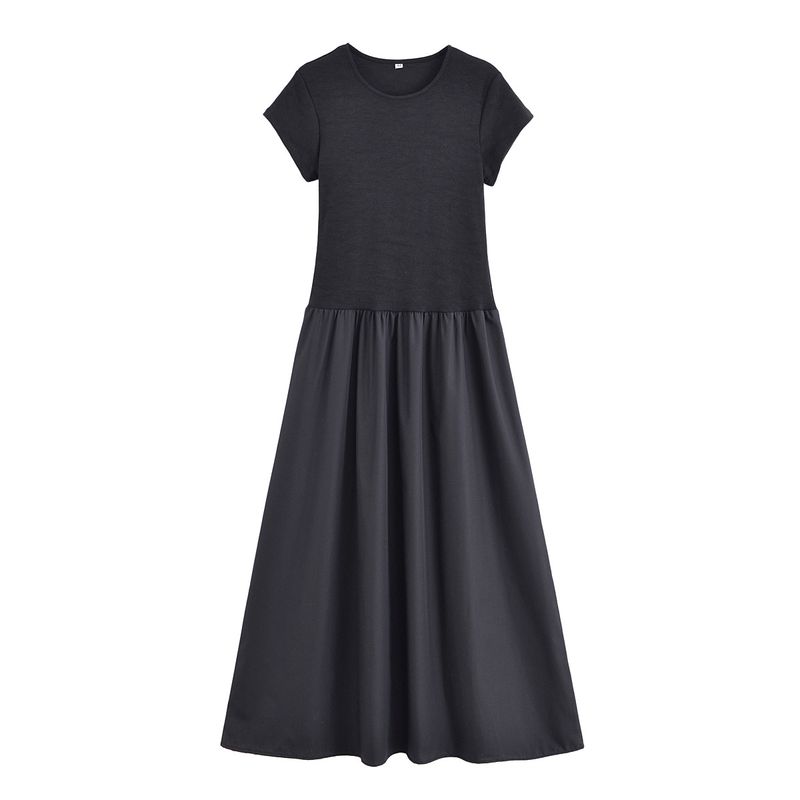 

Kaslead New Women clothes Western Style Fashion Simple Pleated Speaker Dress 77044073 Black L