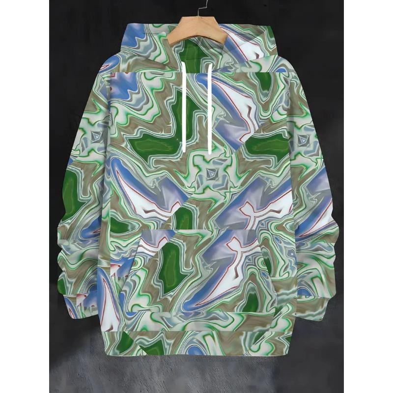 Autumn 3D Graffiti  Abstract Art Pattern Printed Hoodies Fashionable Casual Sports Long Sleeved Men's Hooded Sweatshirts