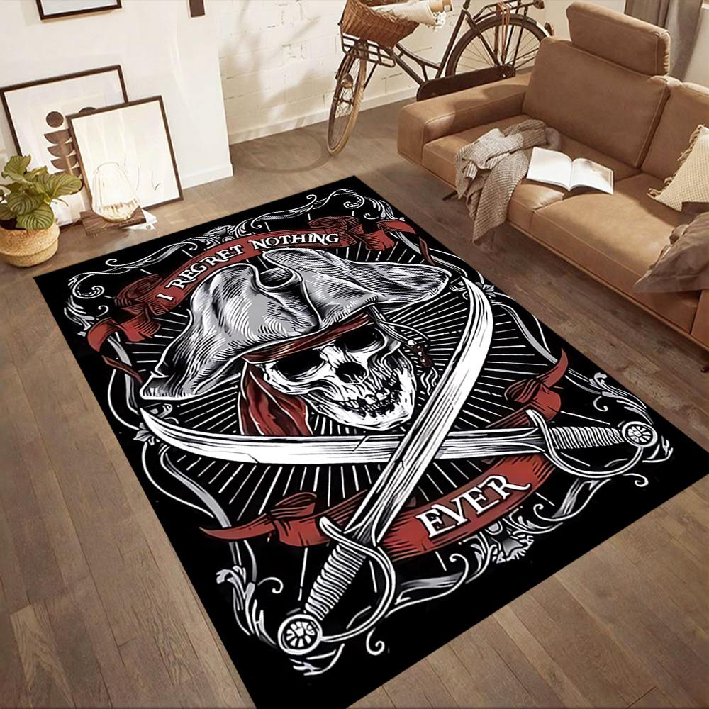 Knife Skull Floor Mat Perfect for Playrooms Dormitory Balcony Entryway Antislip Carpet Office home decor Spiritual Gift
