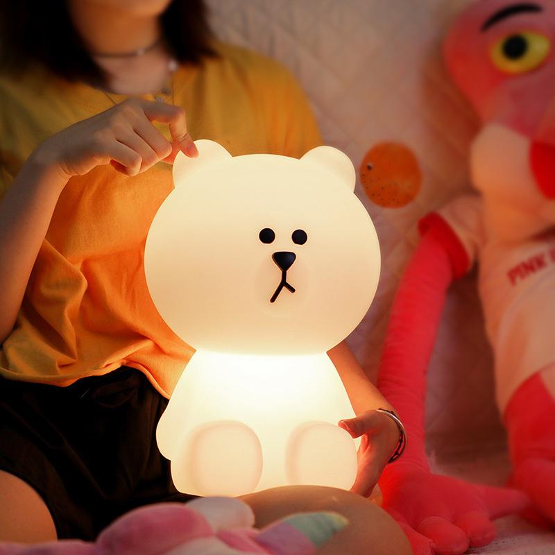 Rechargeable 3/7Colors Colors 30CM Bear Night Light Children's Room Decoration Lamp Sleep Bedside Lamp Kids Bedroom Decor Lamp