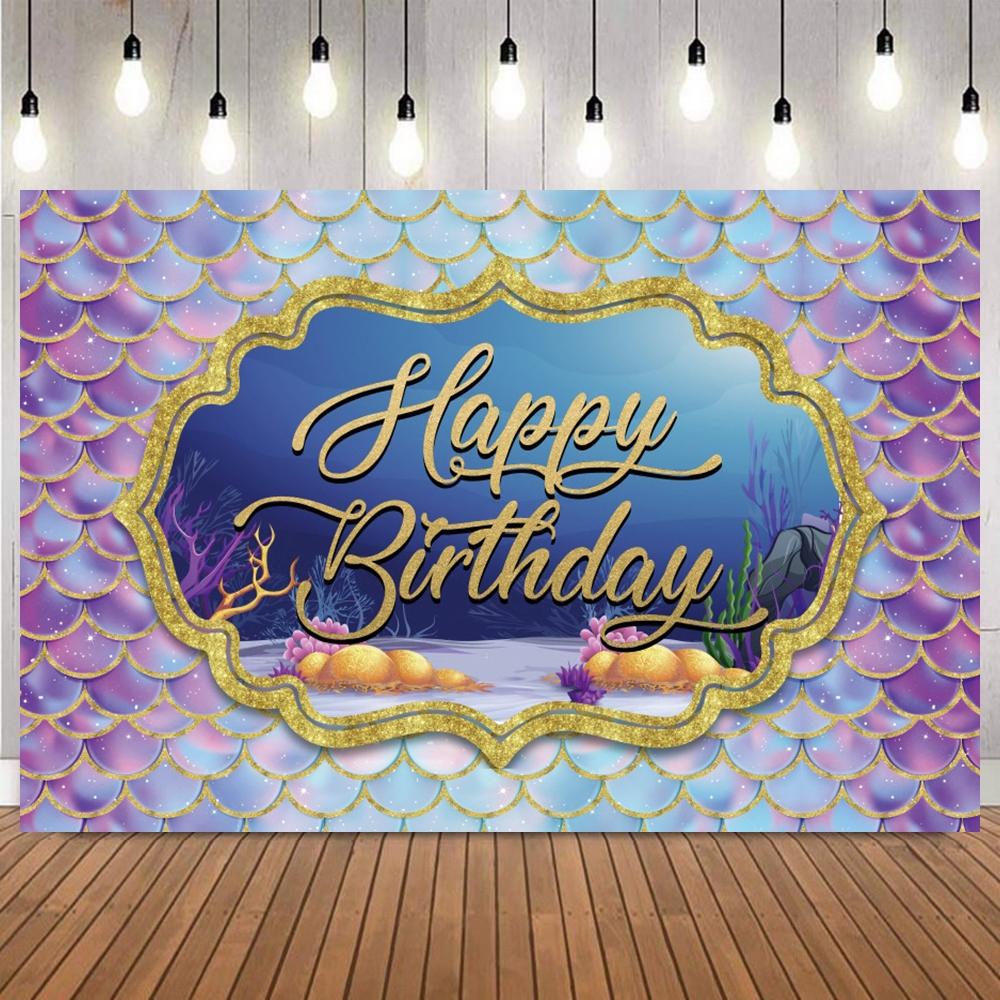 Magical Mermaid And Castle Photo Backdrop Shell Pearl Underwater Elements Photography Background For Birthday Baby Shower Party5