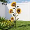 Outdoor Floral Landscaping Accents Vintage Sunflower Hummingbird Feeder, Metal Garden Stake Water Station, Decorative Lawn Stakes Bird Feeding
