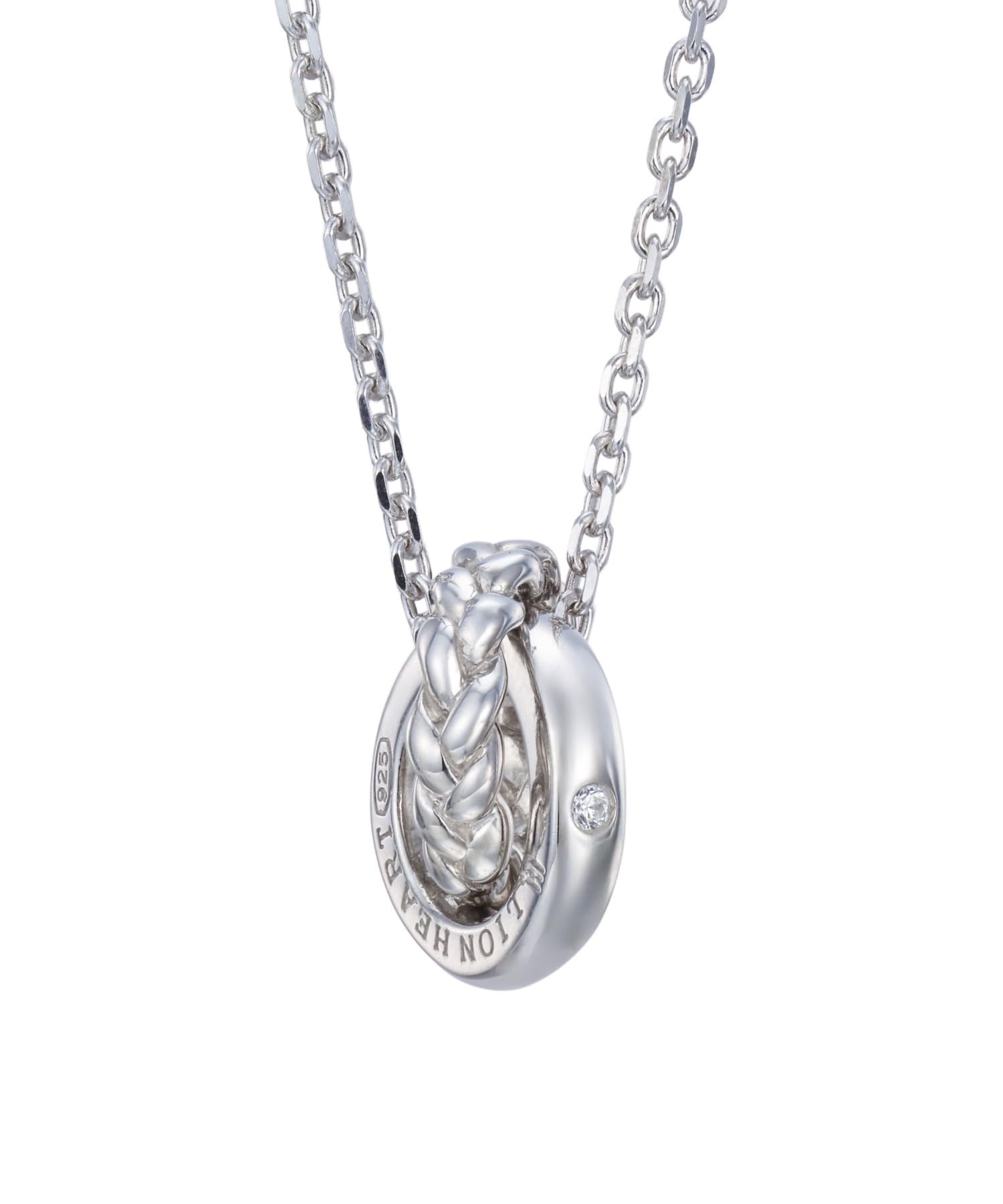 Necklace Braided Double Ring Necklace Sterling Silver 925 [Lion Heart] “for Gift” /