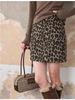 Wollrock mit Leopardenmuster, hoher Bund, A-Linie - Damen Herbst/Winter 2025 Kollektion, Kaffeefarbe, Schlankmachender, figurbetonter kurzer Rock.