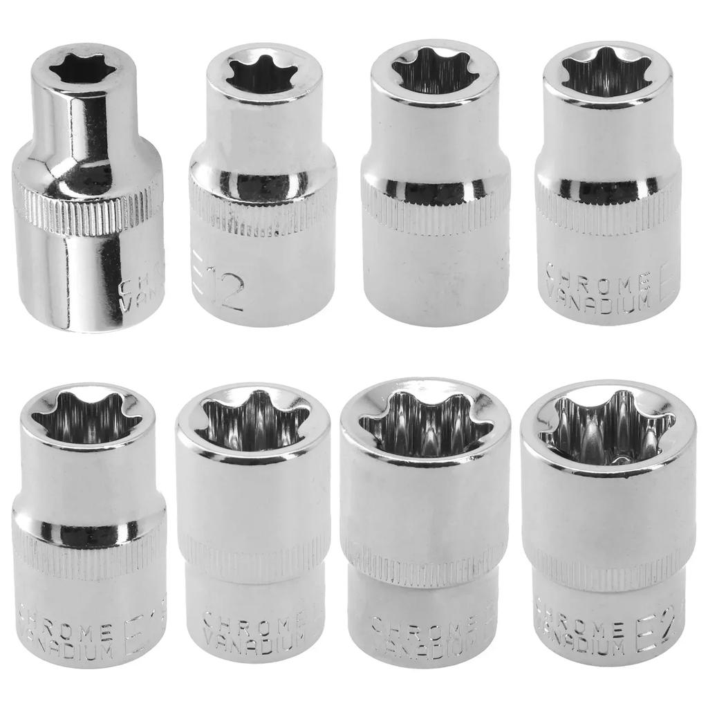 Hand Tool E Type Sockets 1/2 Square Tool Female Torx Socket For Ratchet End Wrench Head E10/E12/E14/E16/E18/E20/E22/E24