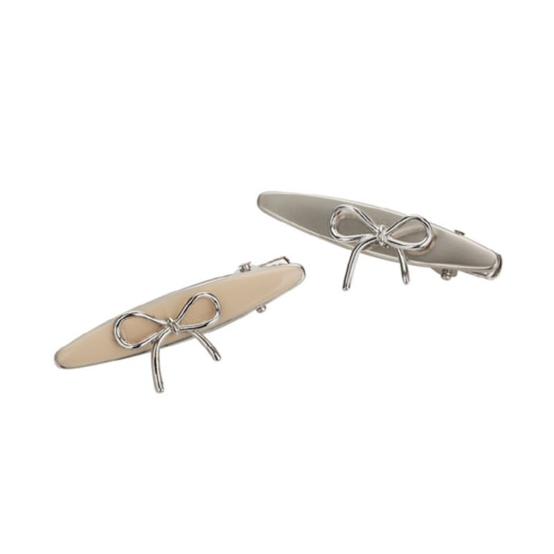 

Charmy metal ribbon hair pin (2colors) Silver